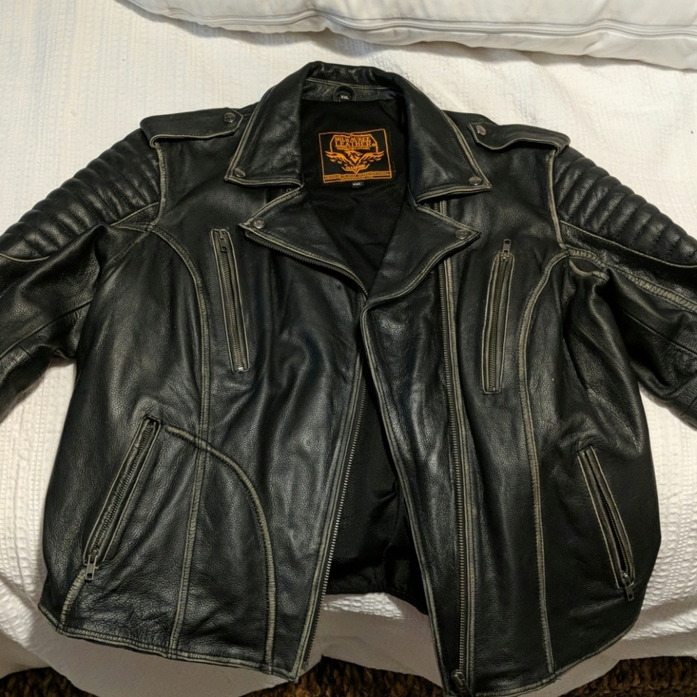 Genuine leather motorcycle jacket